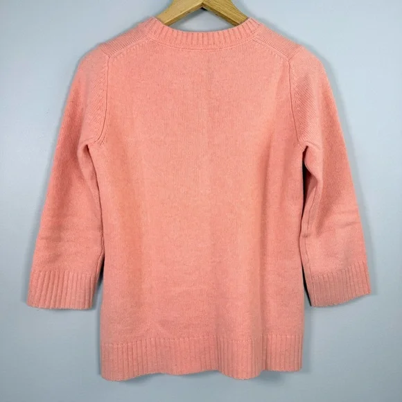 Juicy Couture Pink Cashmere Wool Sweater Pullover Embroidered Crew Women Medium - Picture 6 of 14